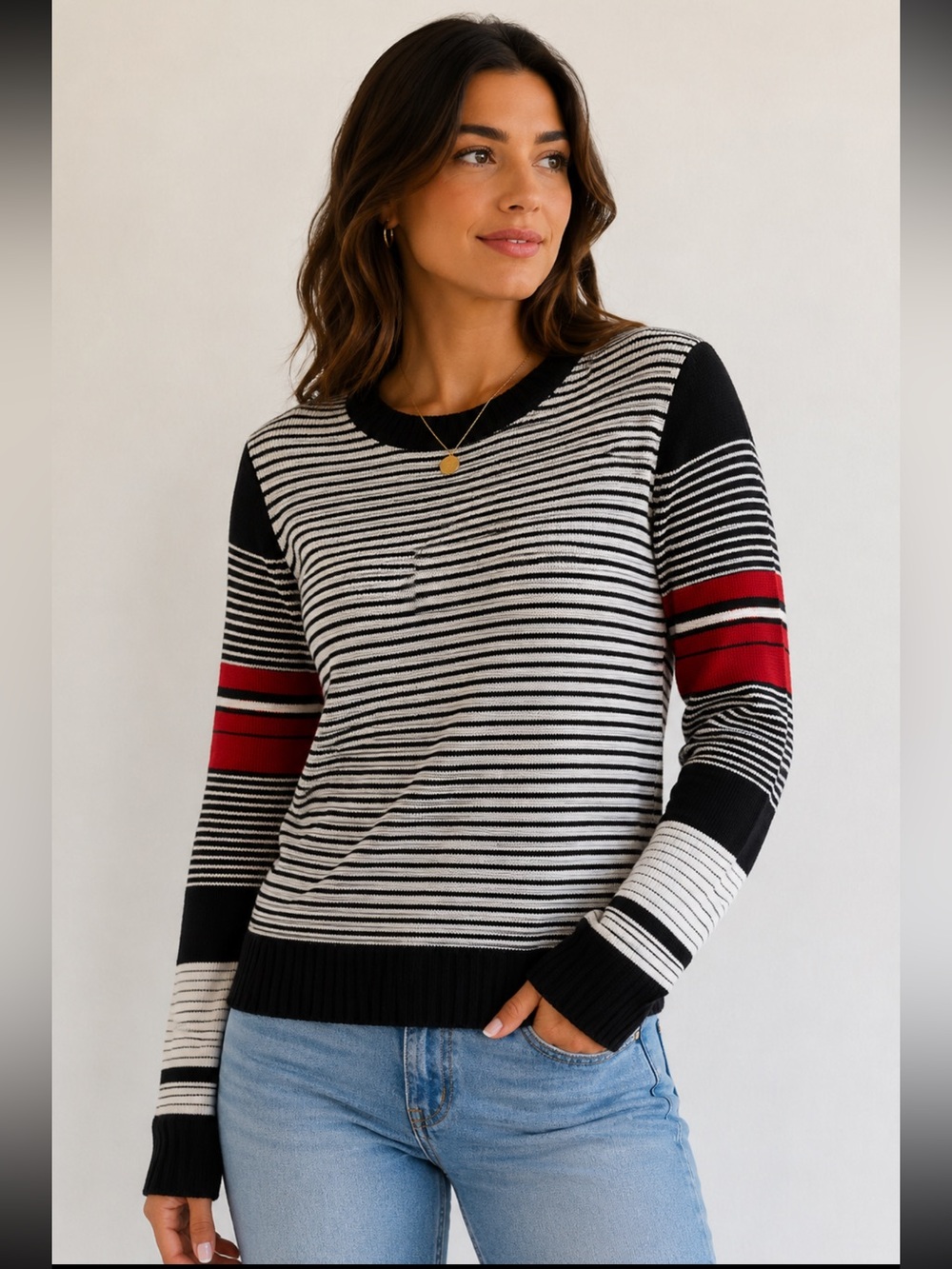 Freshman 1996 Striped Knit Sweater Top Color Block Long Sleeve Size XL